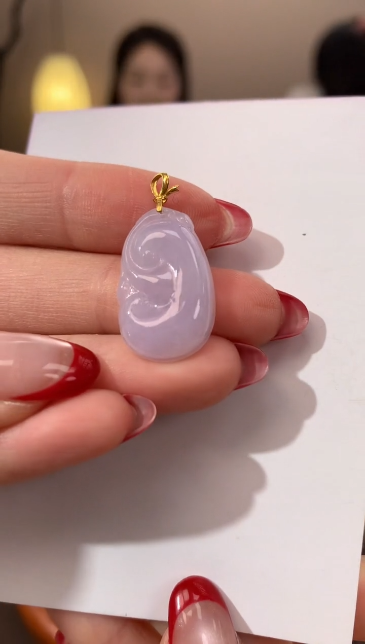 【闪购商品】翡翠颈饰18K金镶嵌天然缅甸a货翡翠