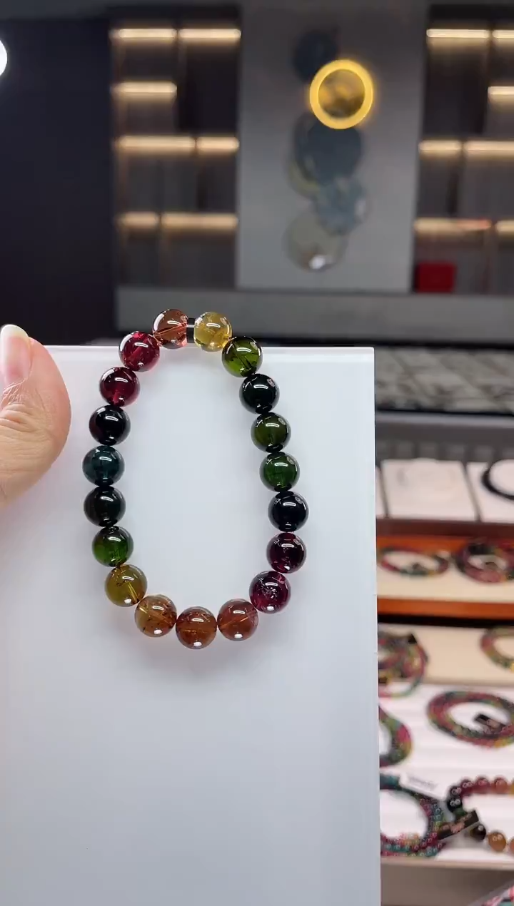 未镶嵌老矿碧玺彩虹单圈手串10mm+碧玺（多样性发一条）Q