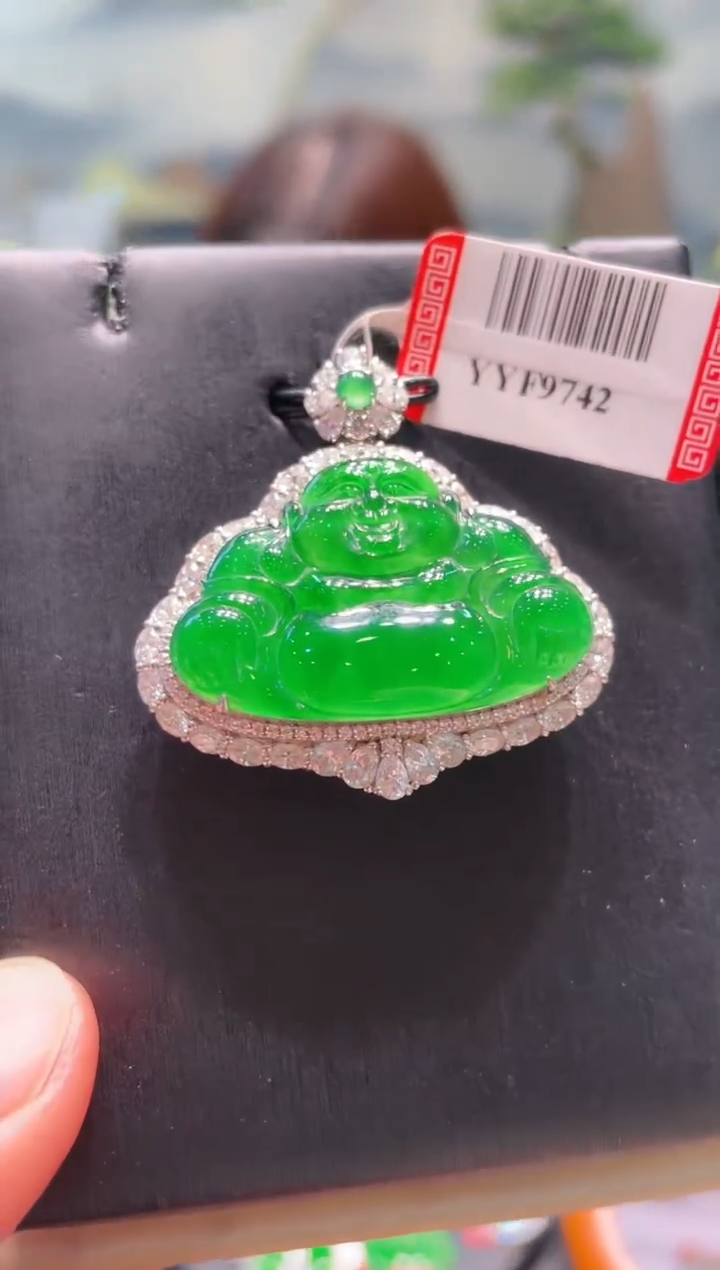 【闪购商品】翡翠颈饰18K金镶嵌A33天然A货翡翠