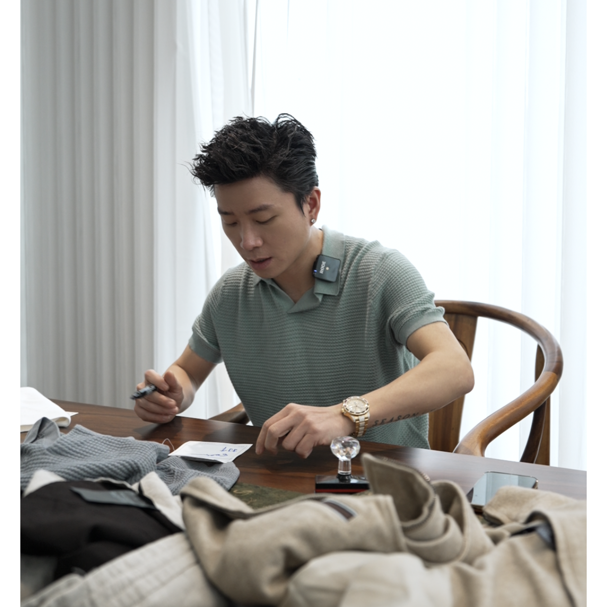 SEASON MARK 新款马尔斯绿海鸥领针织短袖商务休闲百搭男女款短袖