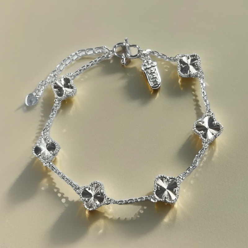 足银脚链 轻奢幸运草四叶草优雅百搭设计脚链