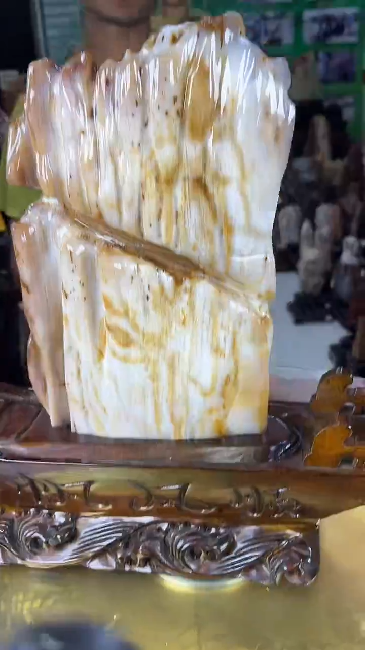 缅甸天然树化玉摆件