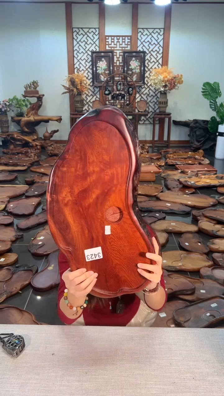 【闪购商品】大果紫檀（缅甸花梨）茶盘3423