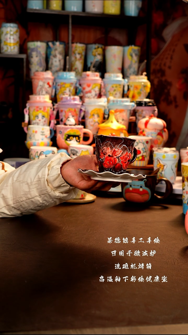 景德镇手工手绘陶瓷杯杯