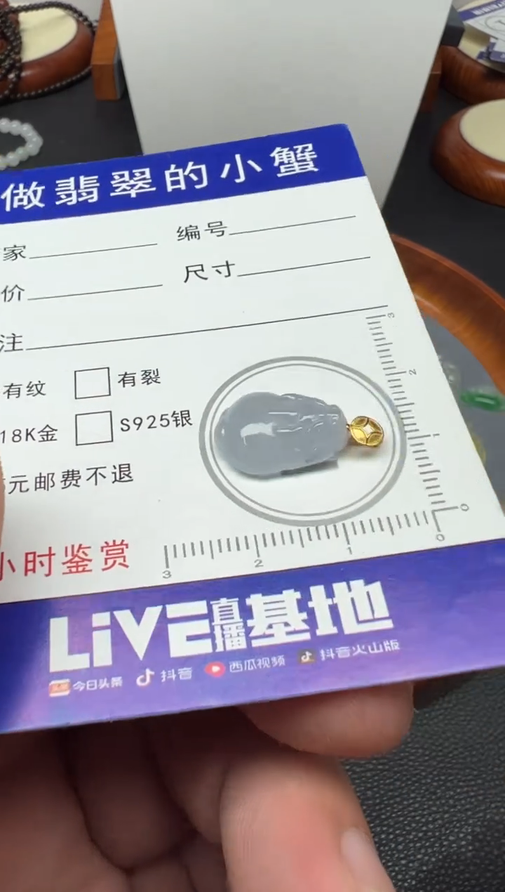 颈饰18K金镶嵌翡翠（32号）纯天然A货缅甸翡翠  貔貅锁骨吊坠