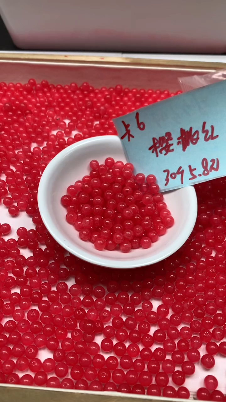 未镶嵌散珠玛瑙/玉髓E909 樱桃 红玛瑙6mm30颗5.8元