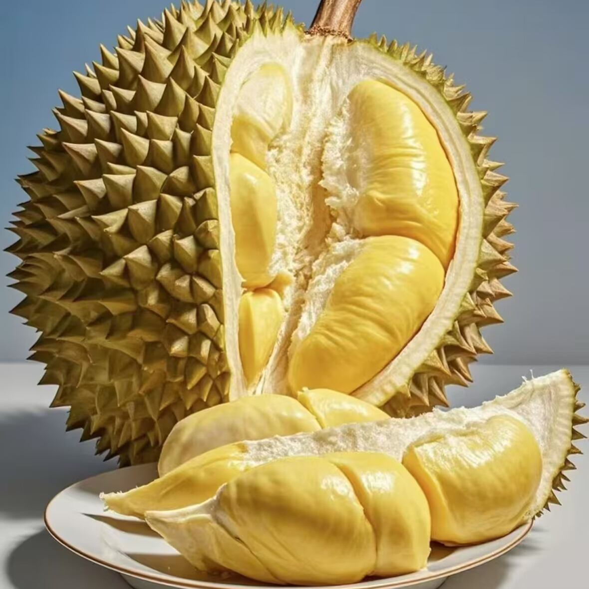 【一斤纯肉＋1斤3J车厘子】泰国金枕鲜榴莲现开纯肉/核小/1斤/贵阳小时达/榴莲同城送榴莲同城配金枕泰国东部