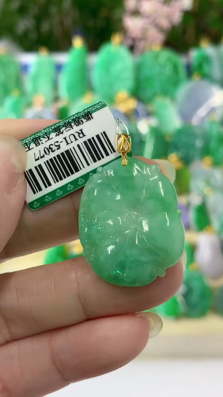 【闪购商品】翡翠颈饰18K金镶嵌挂件