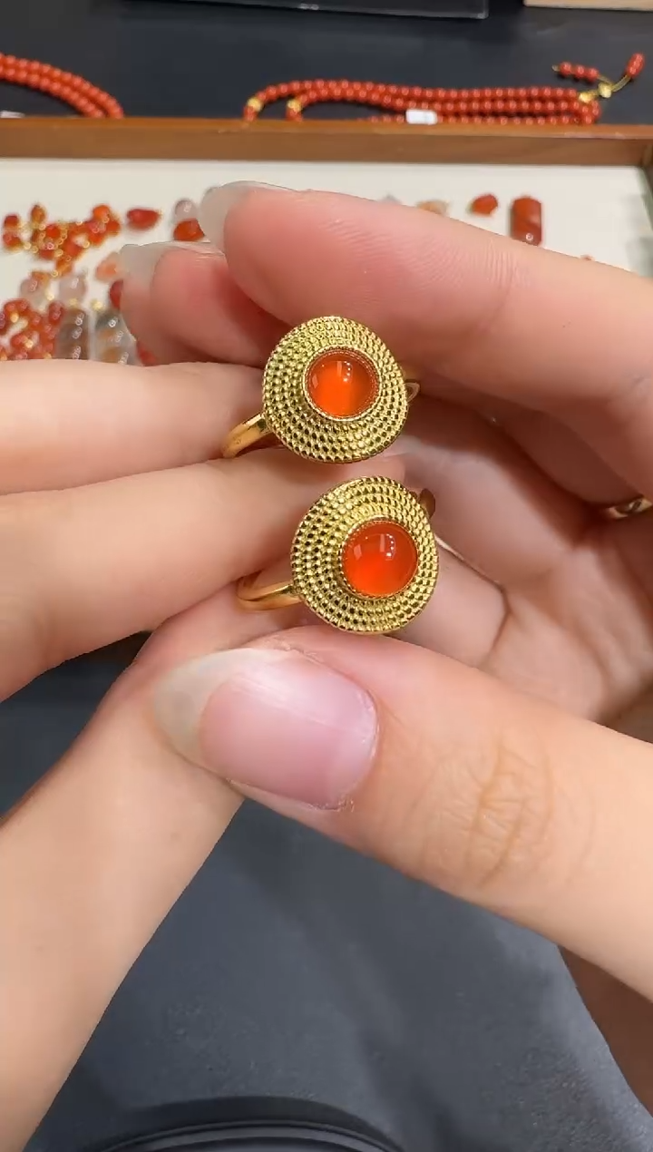 银S925镶嵌戒指南红玛瑙X1204-223-101多样性一件