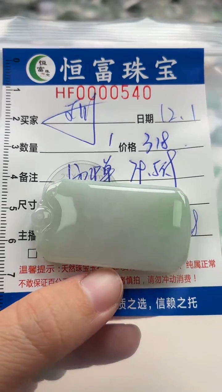 颈饰未镶嵌翡翠珊*翡翠挂件无事牌540