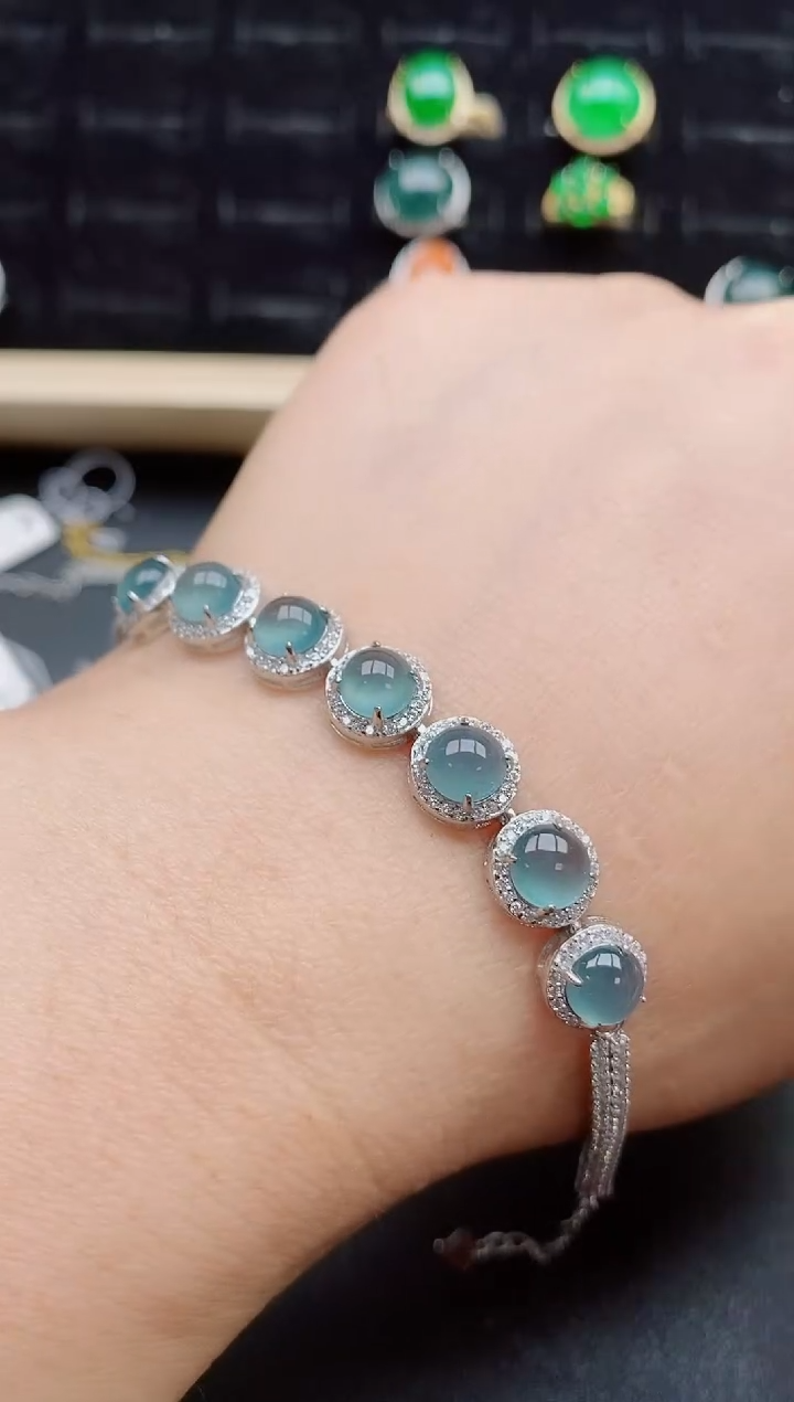 【闪购商品】翡翠手链银S925镶嵌5805050