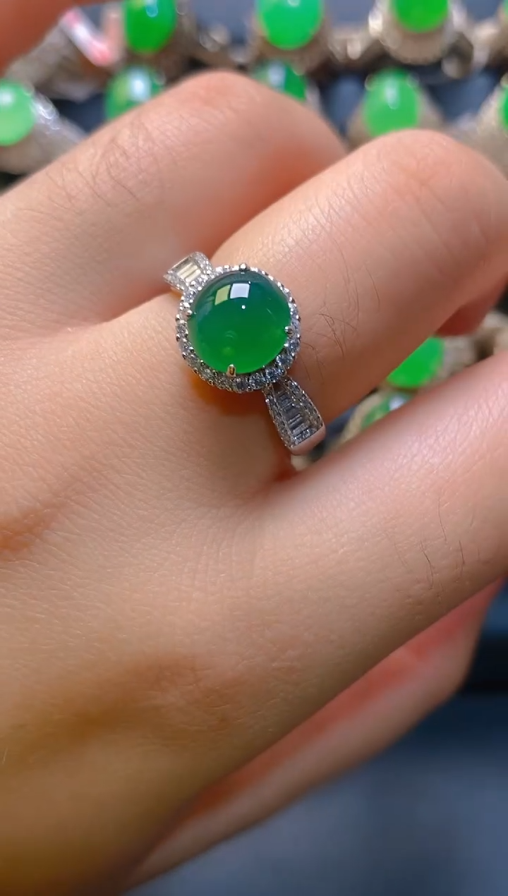 【闪购商品】翡翠耳饰银S925镶嵌天然A货翡翠1