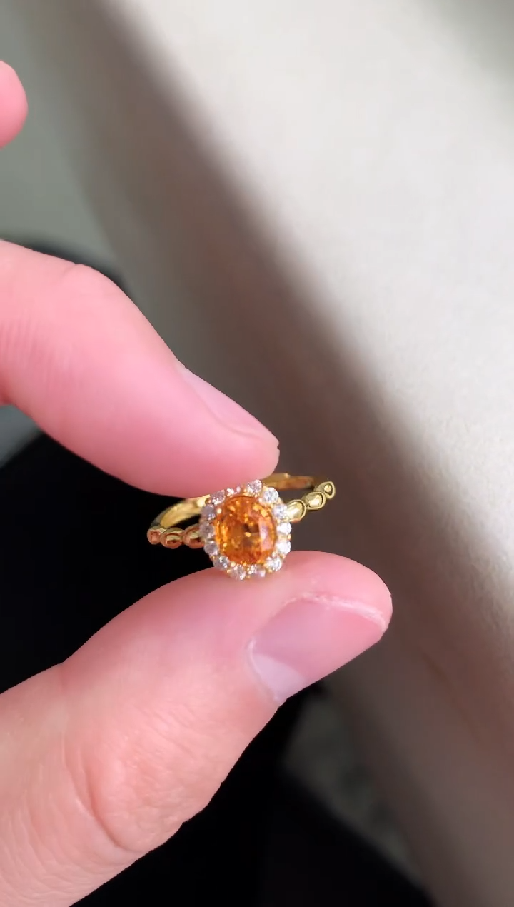 【闪购商品】石榴石戒指银S925镶嵌戒指