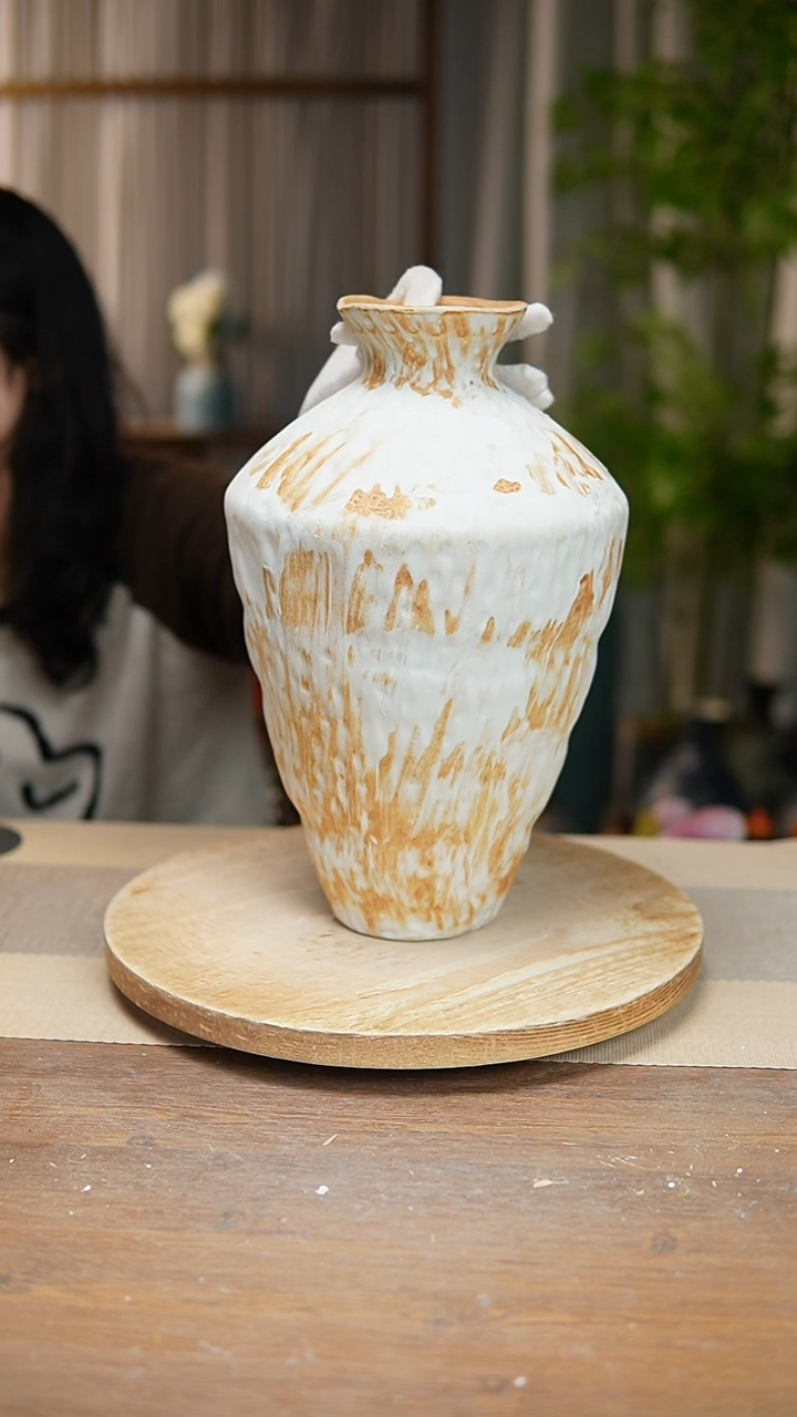 【闪购商品】陶瓷 花器诧寂黄高脚