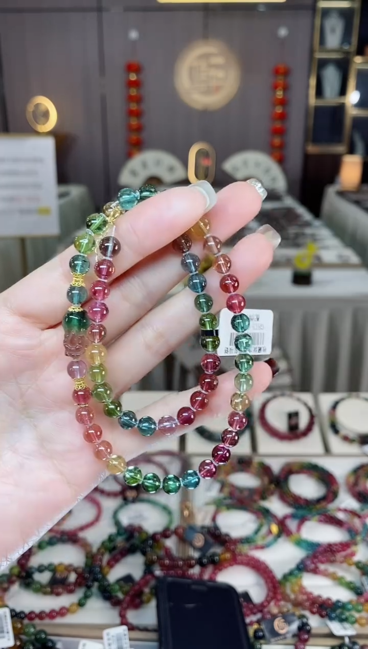 未镶嵌收藏级老矿碧玺净体锁骨链6mm+碧玺dan多样性发货一条