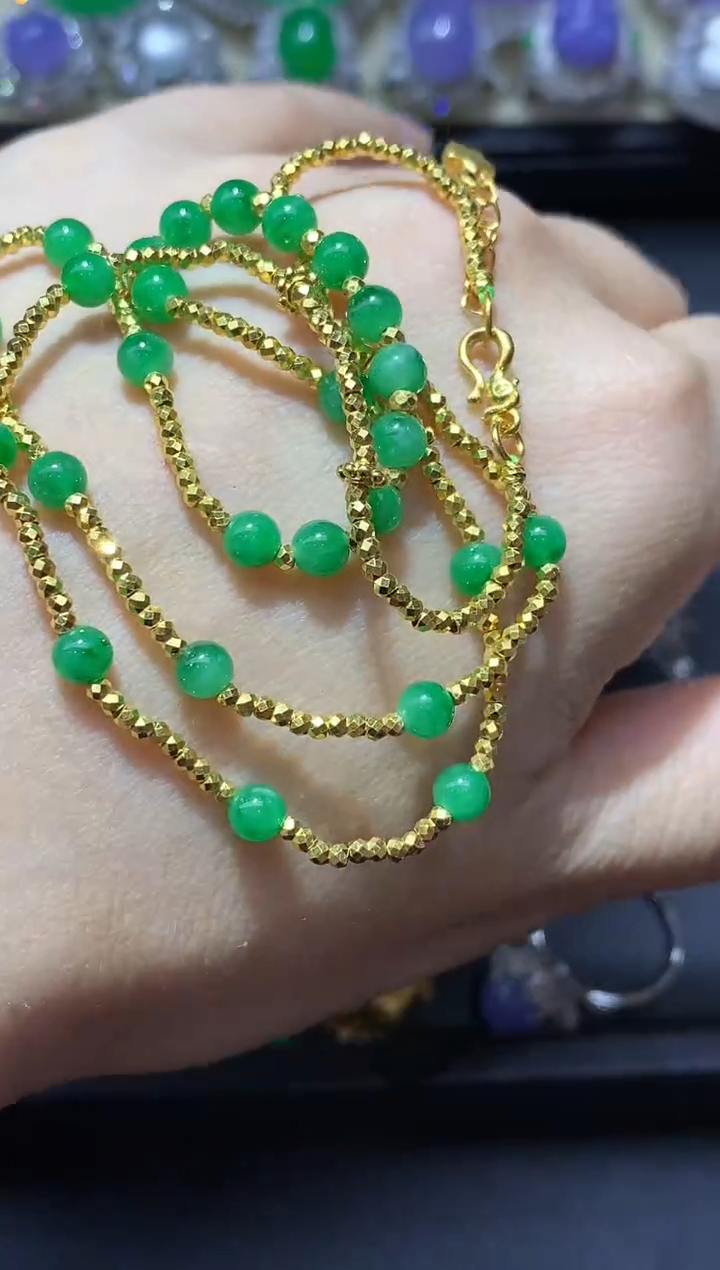 足金镶嵌手链翡翠632中国好珍宝