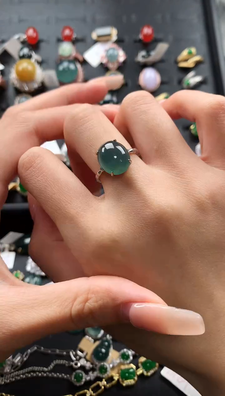 【闪购商品】翡翠戒指银S925镶嵌467574764764