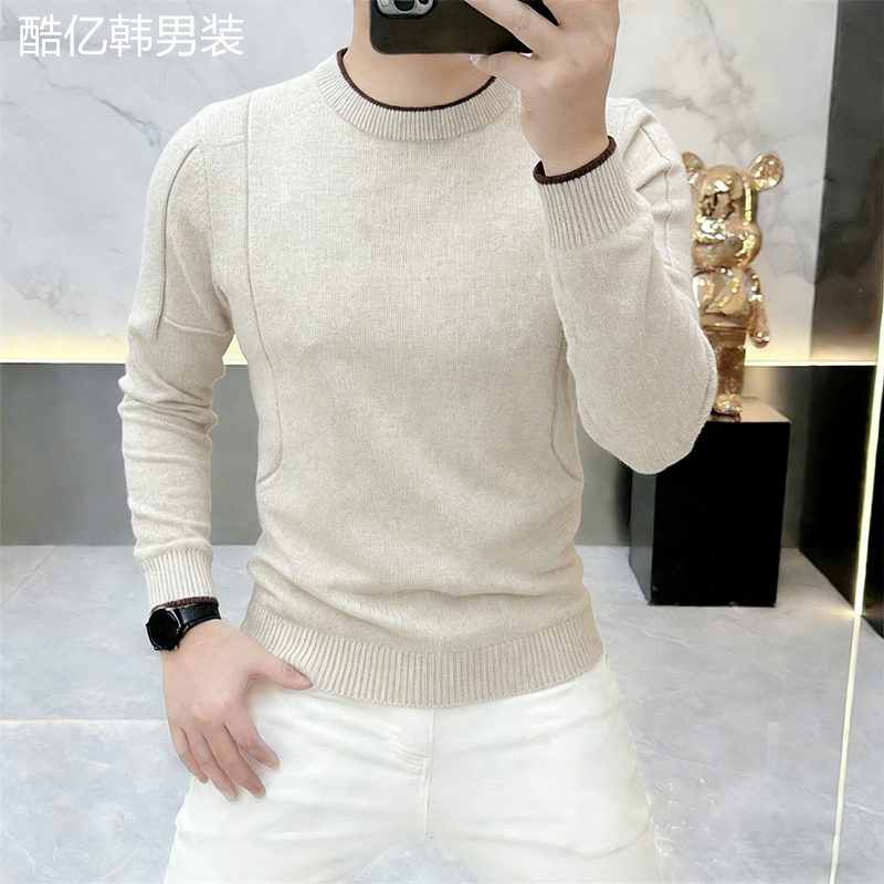 2025欧货轻奢高品质秋冬款长袖毛衣简约男士圆领打底衫潮