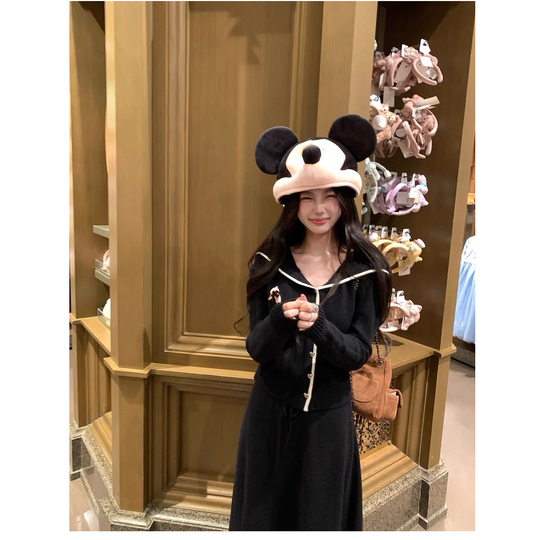 【普拉多艺术】小香风撞色针织开衫高腰半裙套装