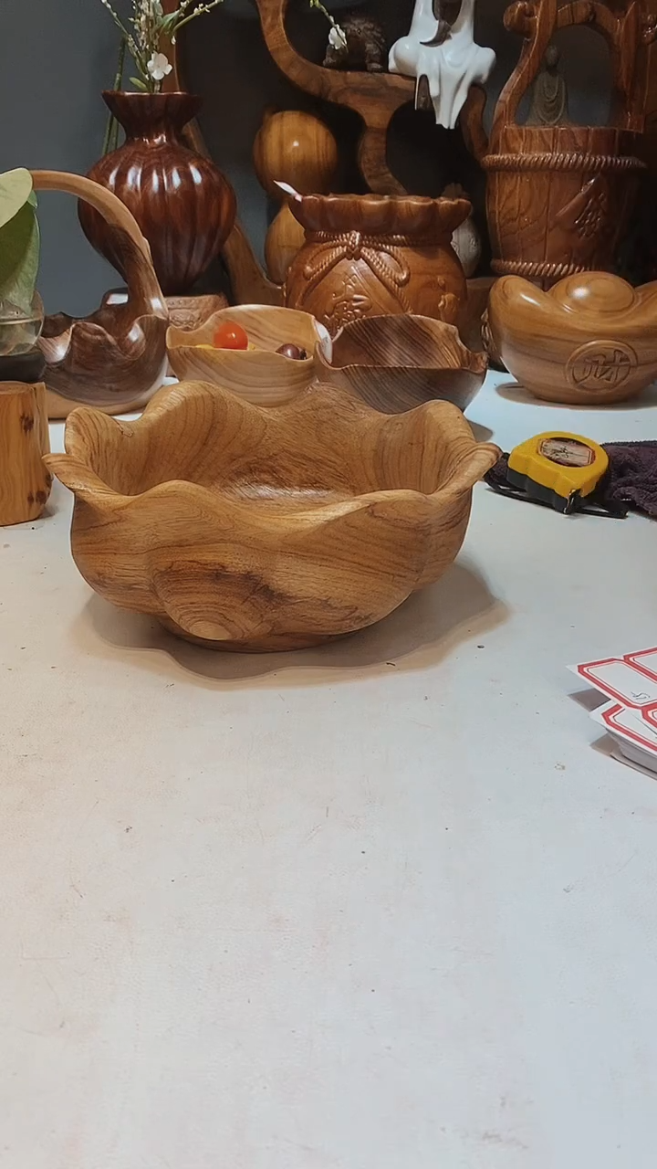 香樟木A13荷花果盆/尺寸23*10