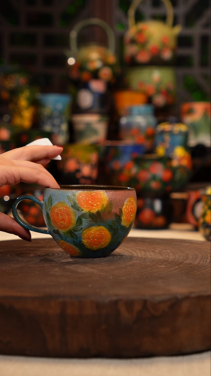 油画   釉下彩  杯子