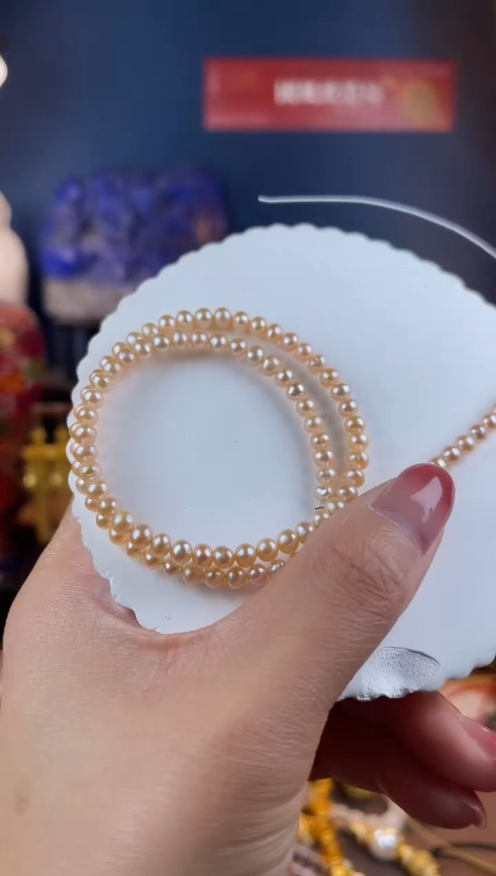 未镶嵌项链淡水珍珠炎**花，珍珠项链