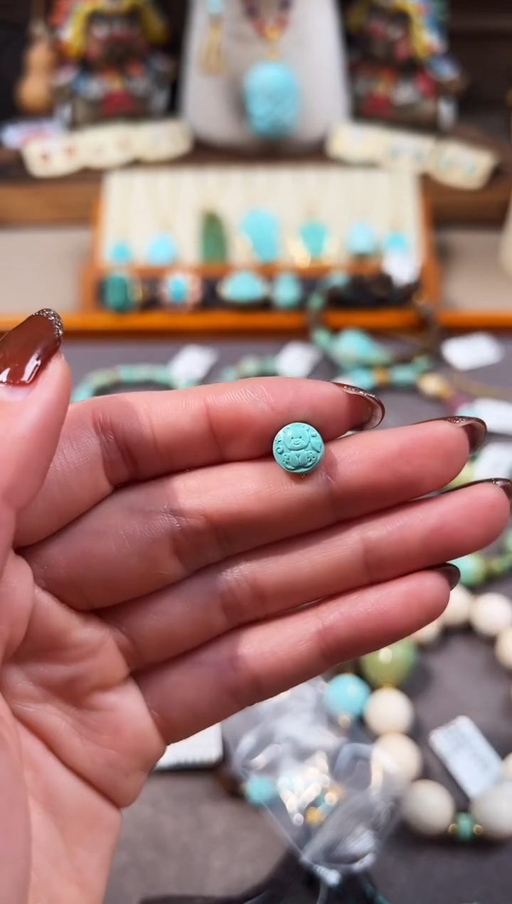 未镶嵌绿松石配饰小熊圆牌