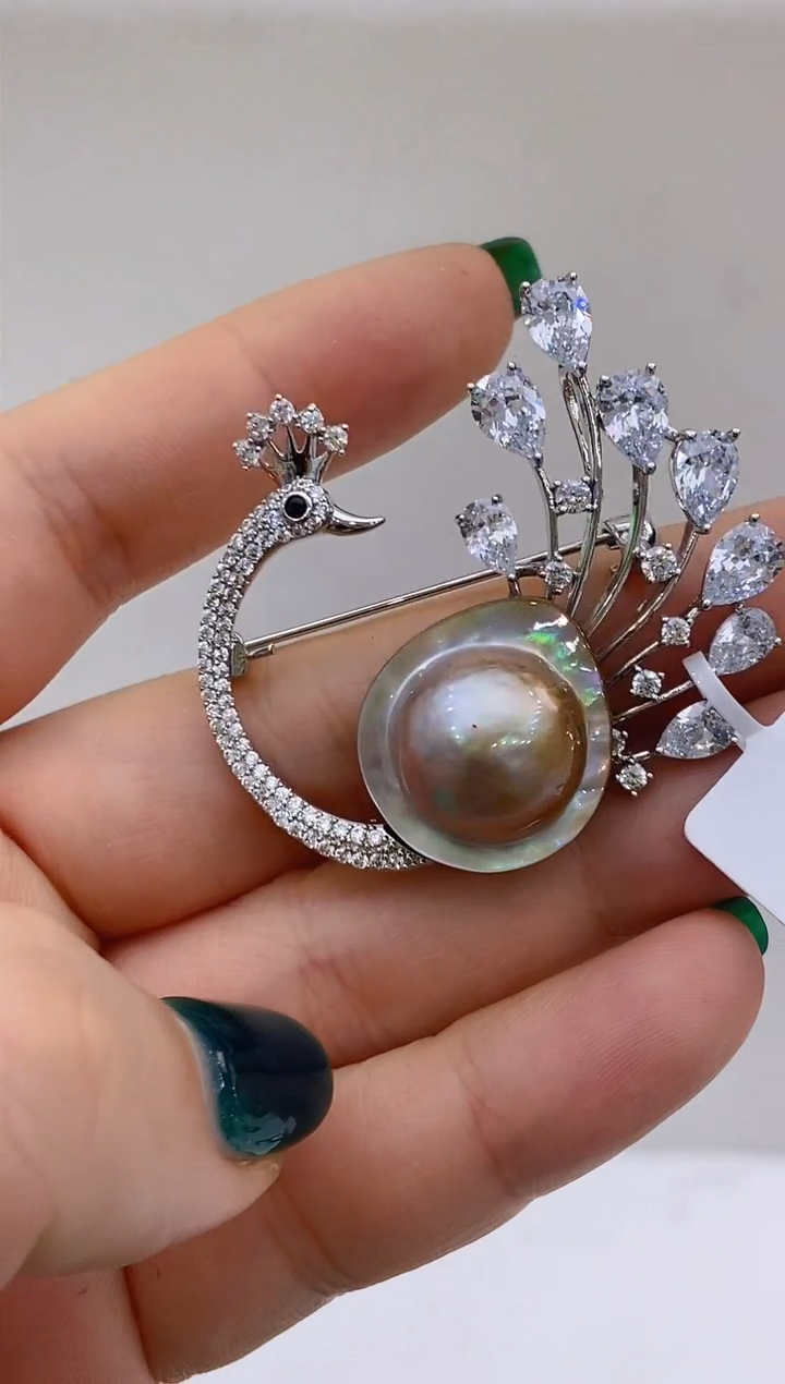 【闪购商品】拼合珍珠（马贝珠）胸针未镶嵌35