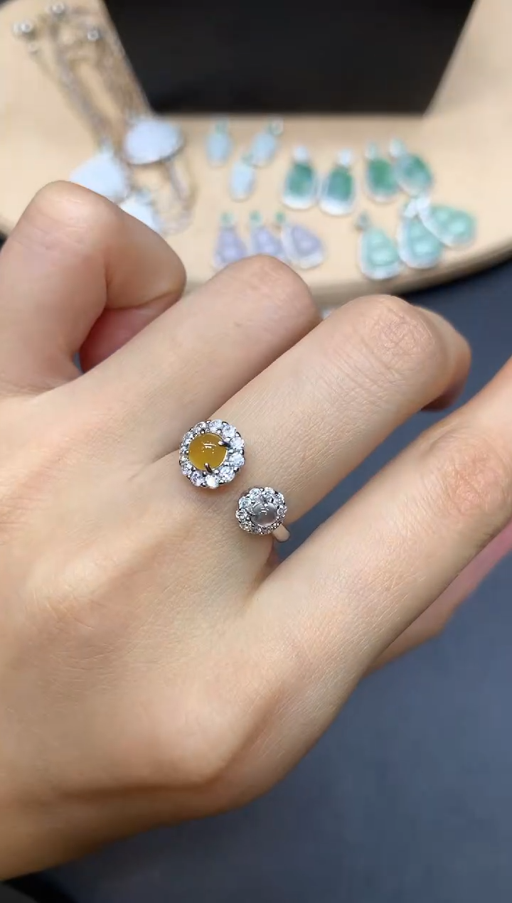 【闪购商品】翡翠戒指银S925镶嵌蛋面【无服务费】