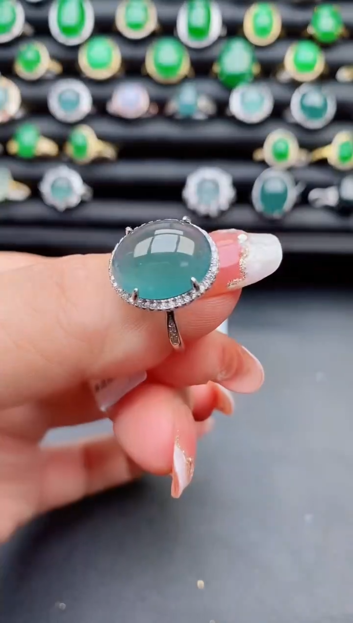 【闪购商品】翡翠戒指银S925镶嵌0800
