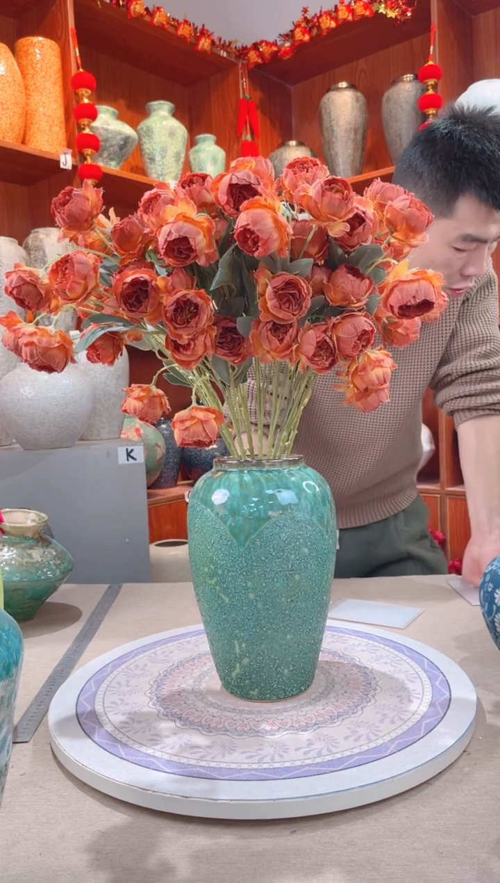 【闪购商品】瓶精品陶瓷花瓶 无花 绿森林 中号