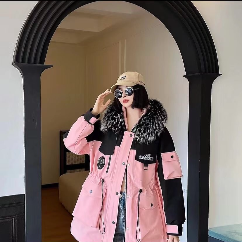 直播间下单，女装狐毛领派克服，小店下单随机发货