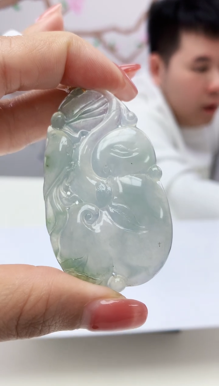 定制翡翠未镶嵌888xm-毛货如意赠金扣