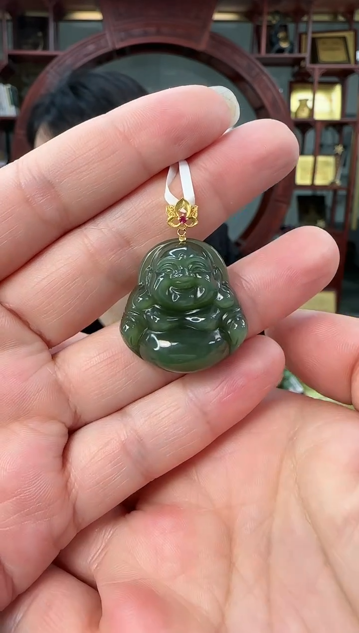 【闪购商品】和田玉吊坠18K金镶嵌0122-022