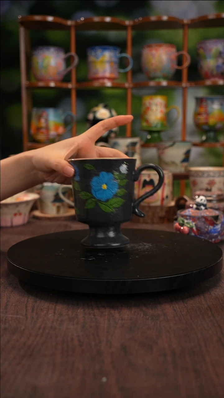 景德镇手绘陶瓷岩彩高脚杯