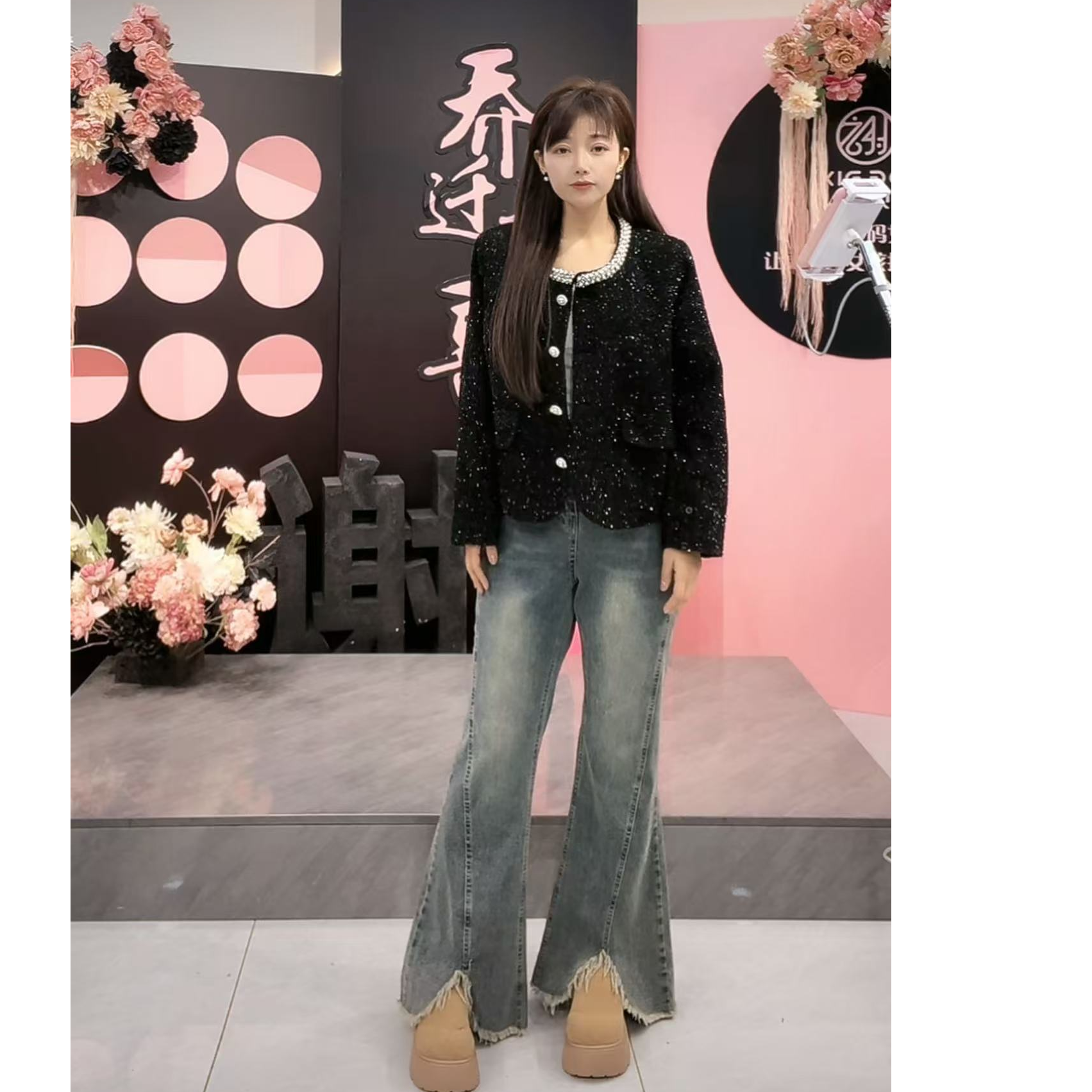 XIE9  显瘦百搭气质牛仔裤9593