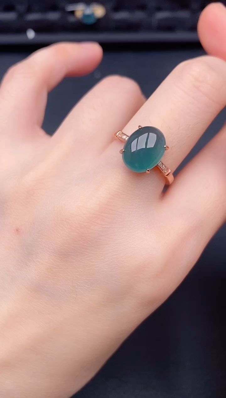 银S925镶嵌戒指翡翠天然a货翡翠223