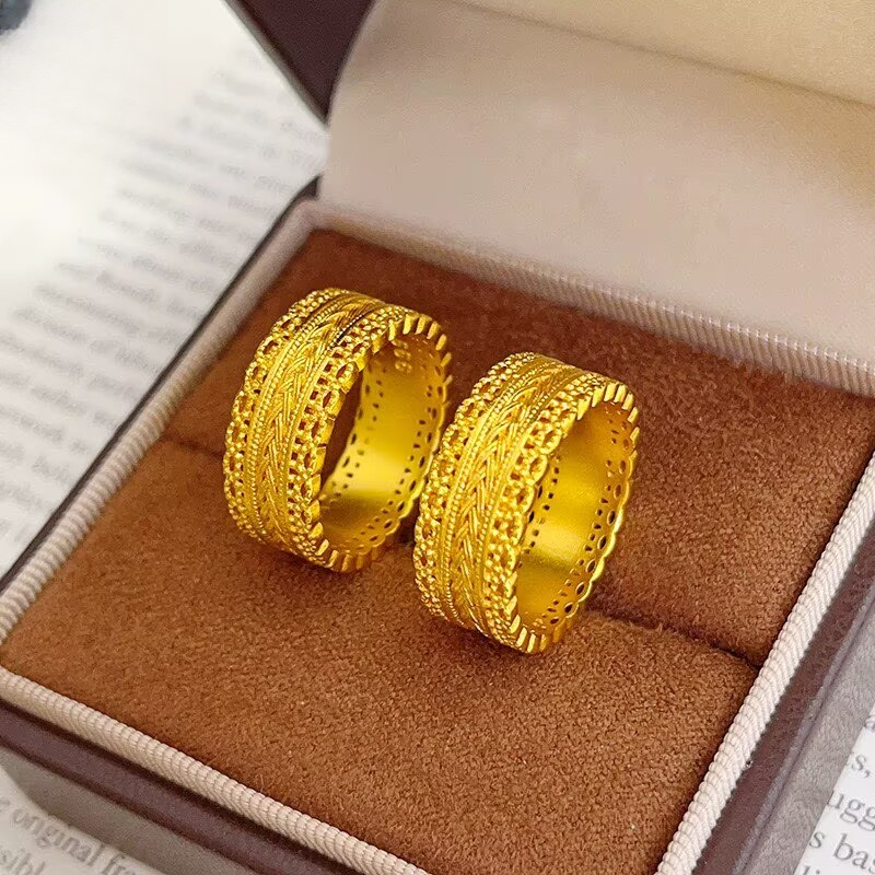 铜合金戒指 古法腰缠万贯戒指花丝镂空钱币食指戒百搭送女友礼物