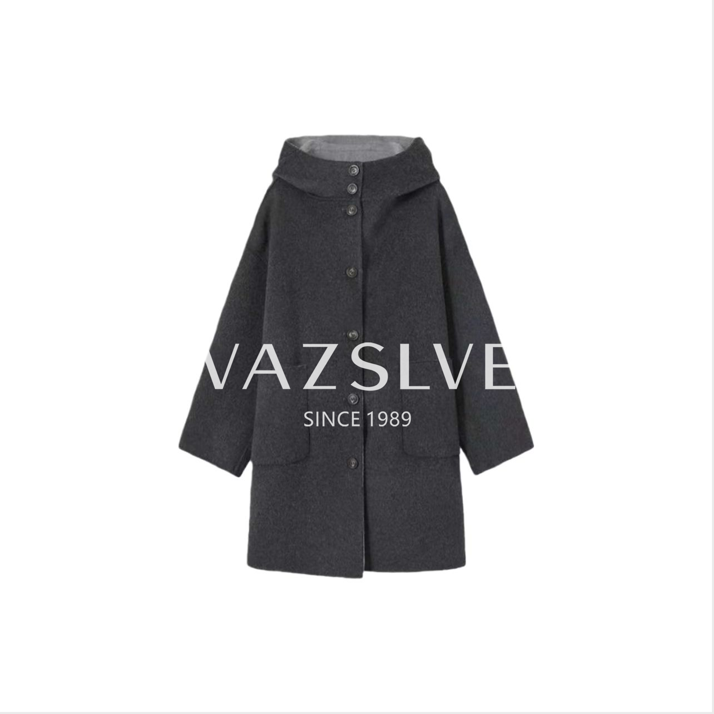 【VAZSLVE/全新奢品】捡漏 连帽韩系宽松撞色减龄羊毛大衣BQF2507