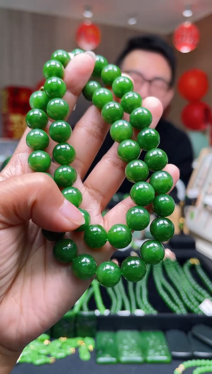 【闪购商品】和田玉（碧玉）项链未镶嵌±10mm 辣阳绿色项链