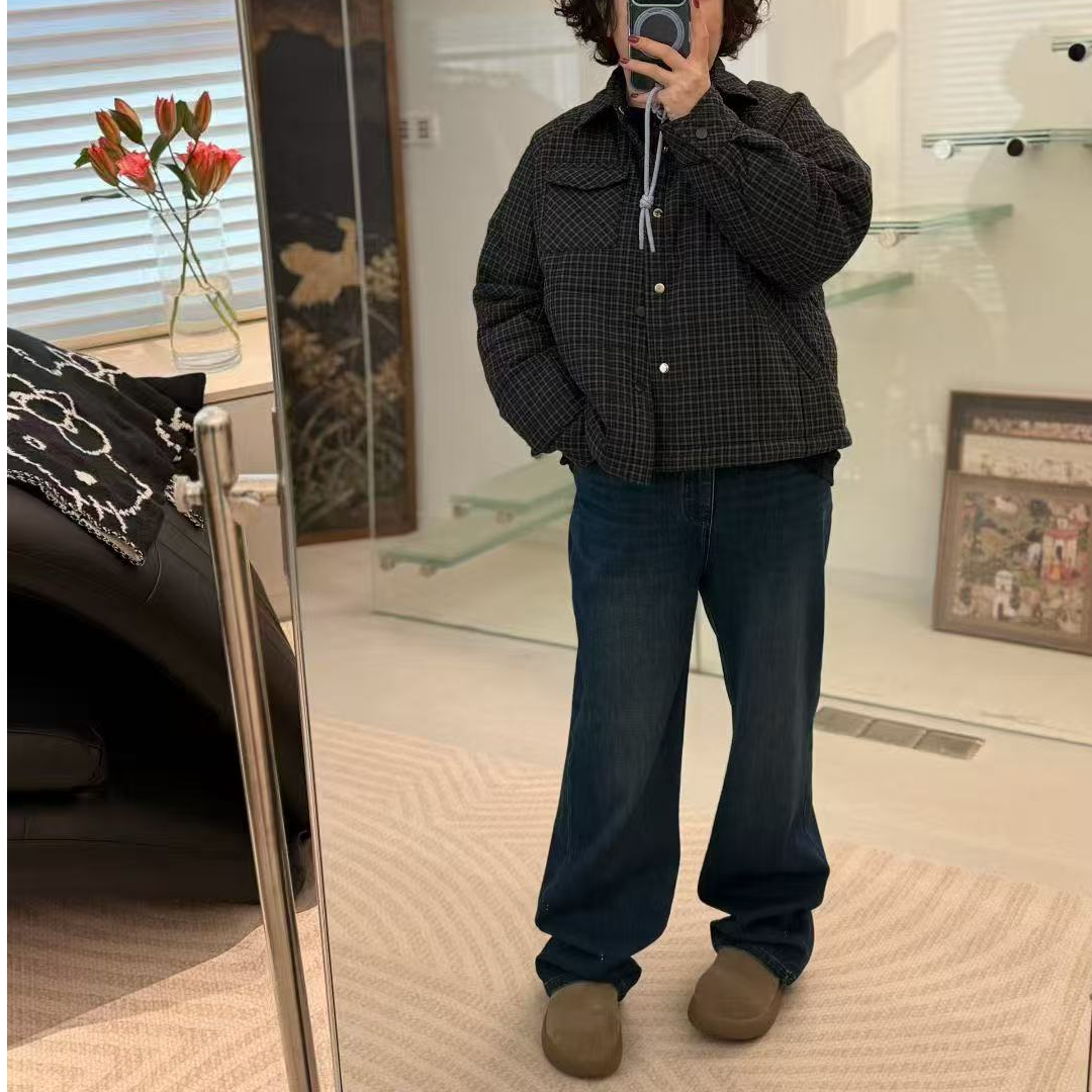 遇见-高品质复古格子棉服