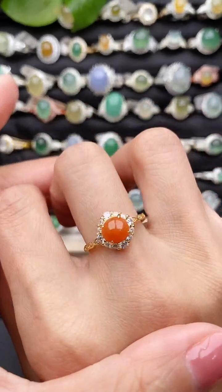 【闪购商品】翡翠戒指银S925镶嵌缅甸天然A货翡翠88