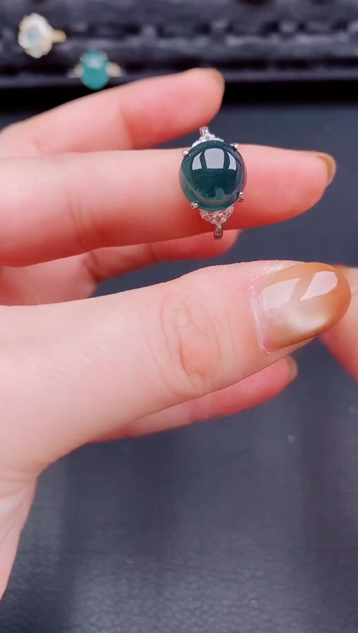 【闪购商品】翡翠戒指银S925镶嵌天然a货翡翠171