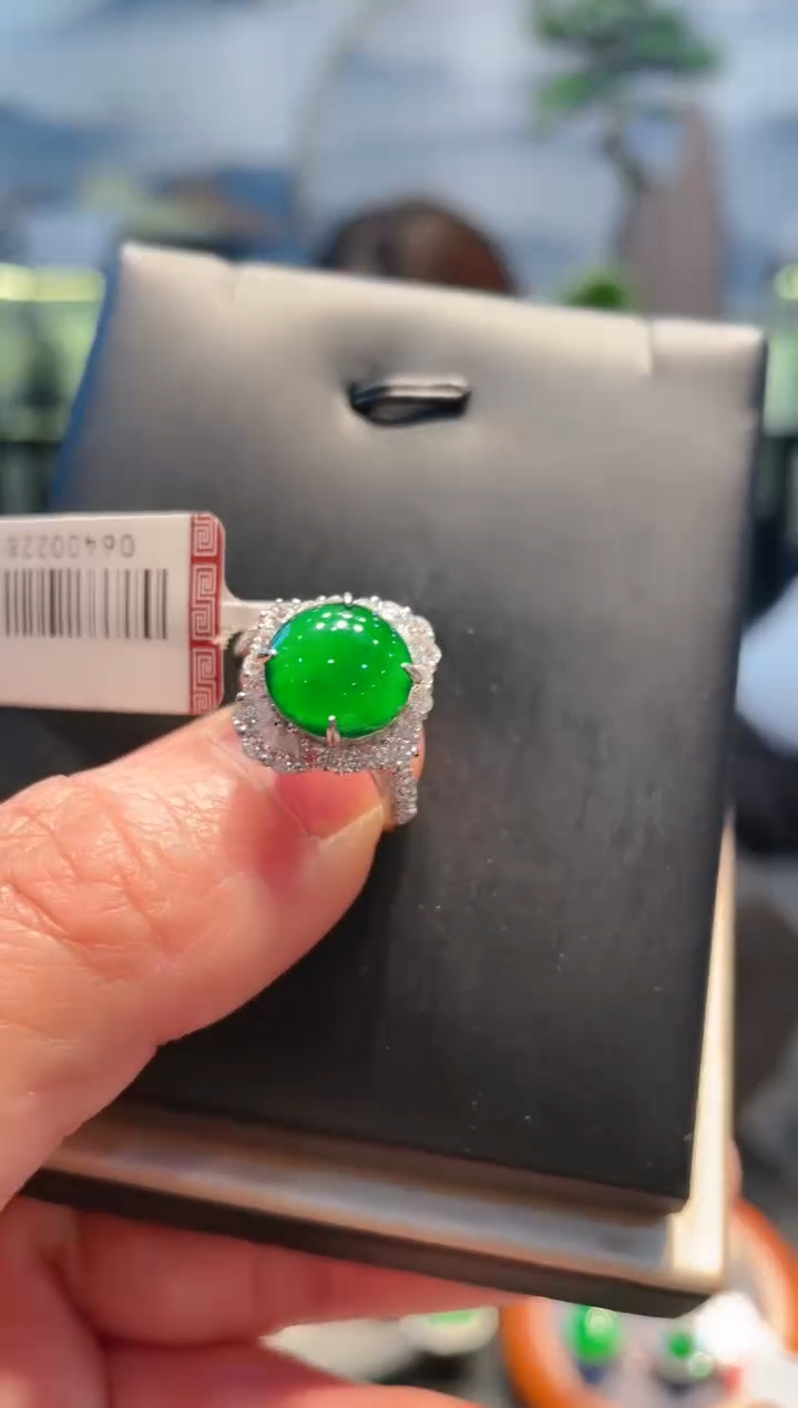 【闪购商品】翡翠颈饰银S925镶嵌A74戒指