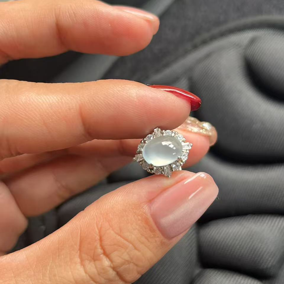 缅甸A货翡翠银镶