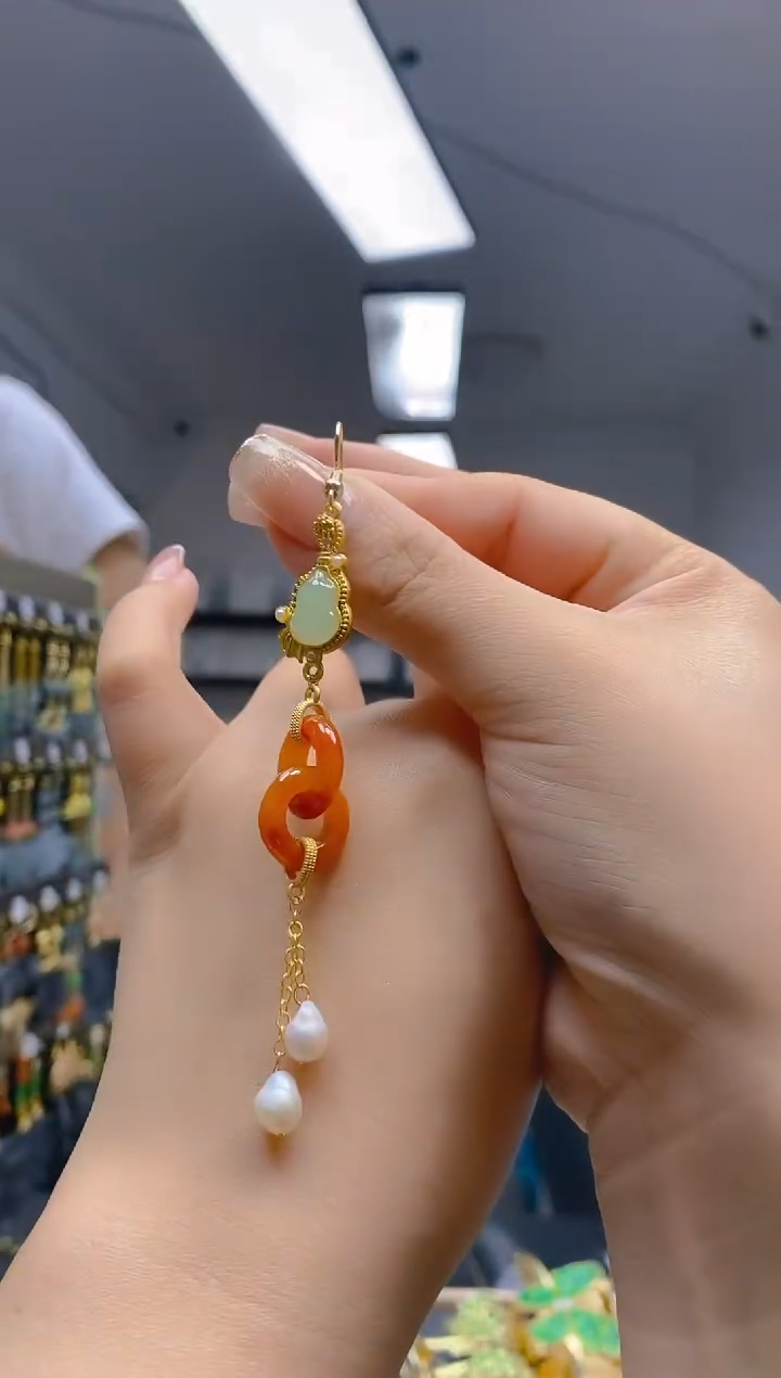 【闪购商品】翡翠耳饰合金225翡翠耳钩一个