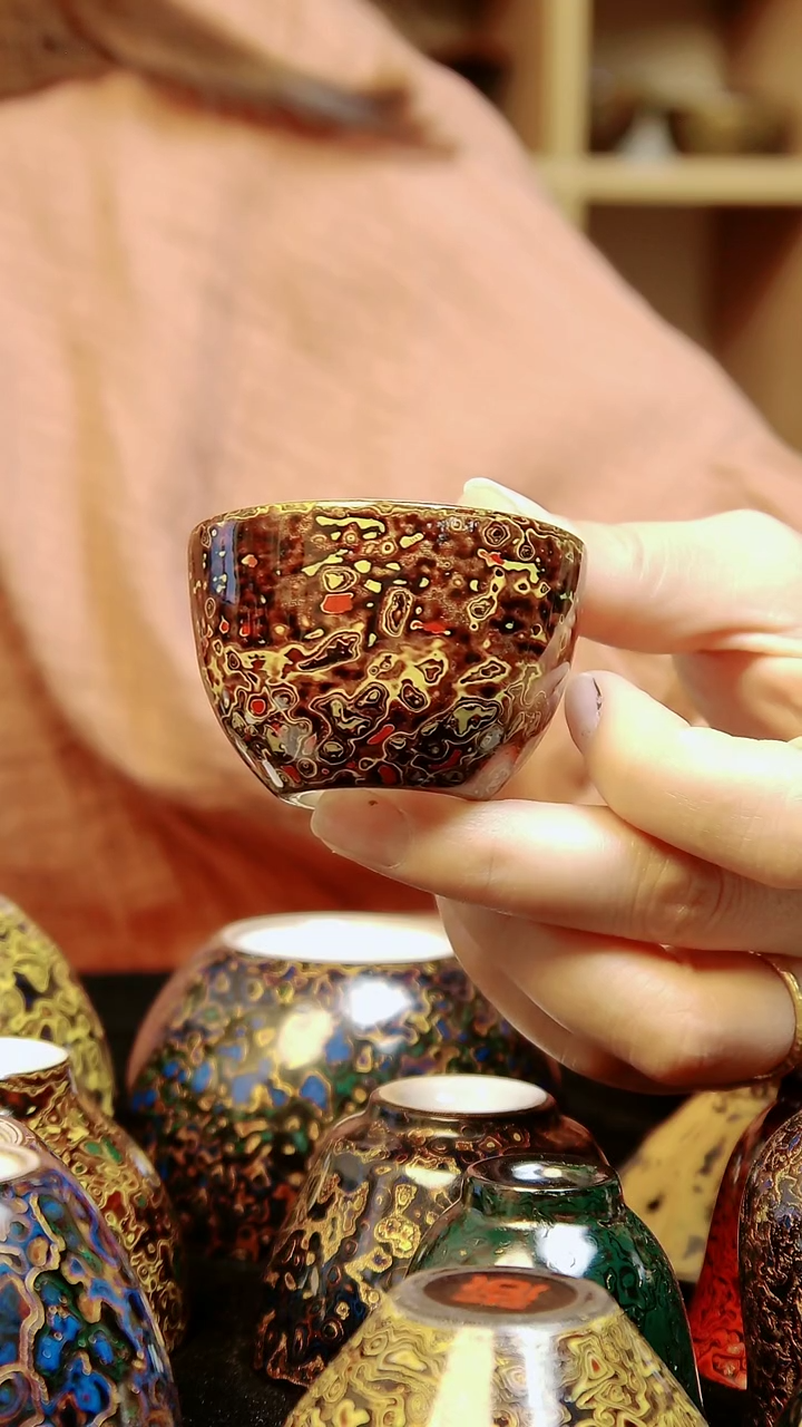 【闪购商品】大漆瓷胎犀皮漆工艺主人杯