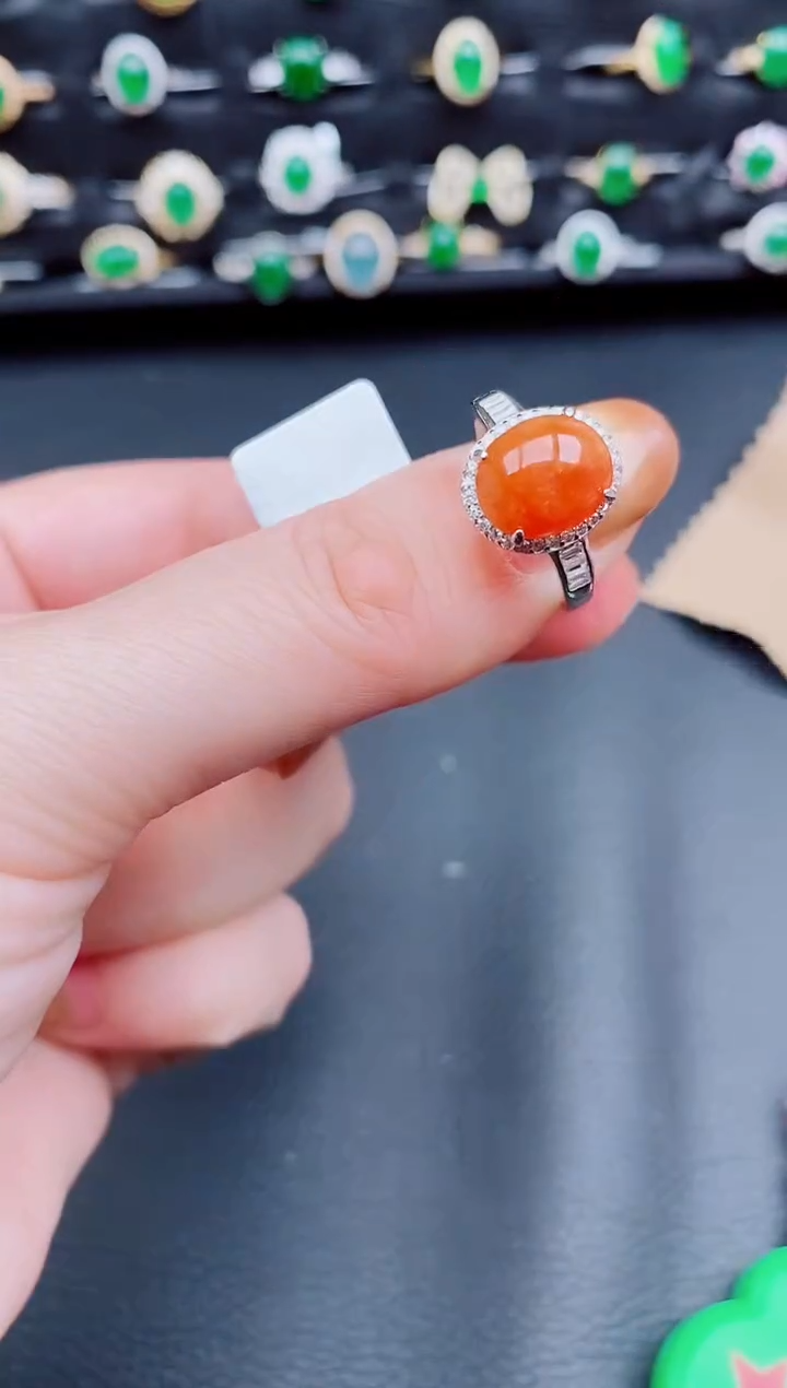 【闪购商品】翡翠戒指银S925镶嵌天然a货翡翠28