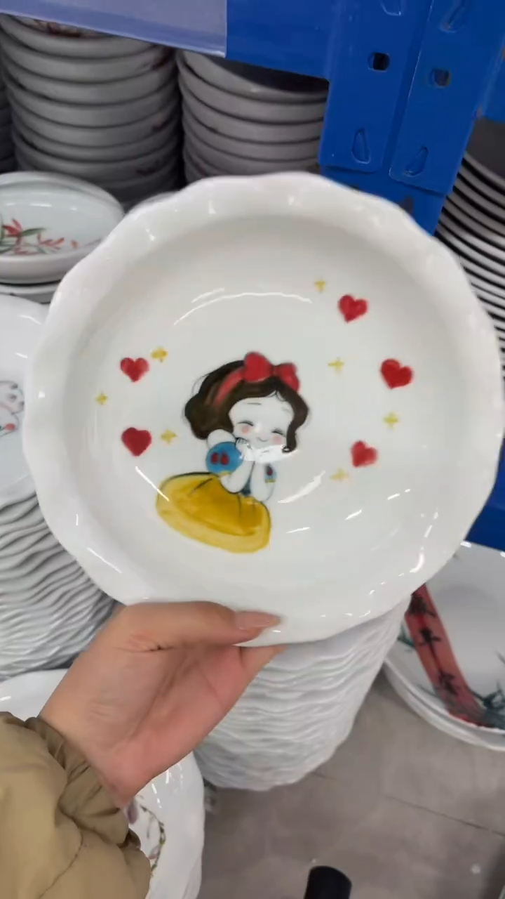 瓷片景德镇高温陶瓷食品级手绘釉中彩-如意盘