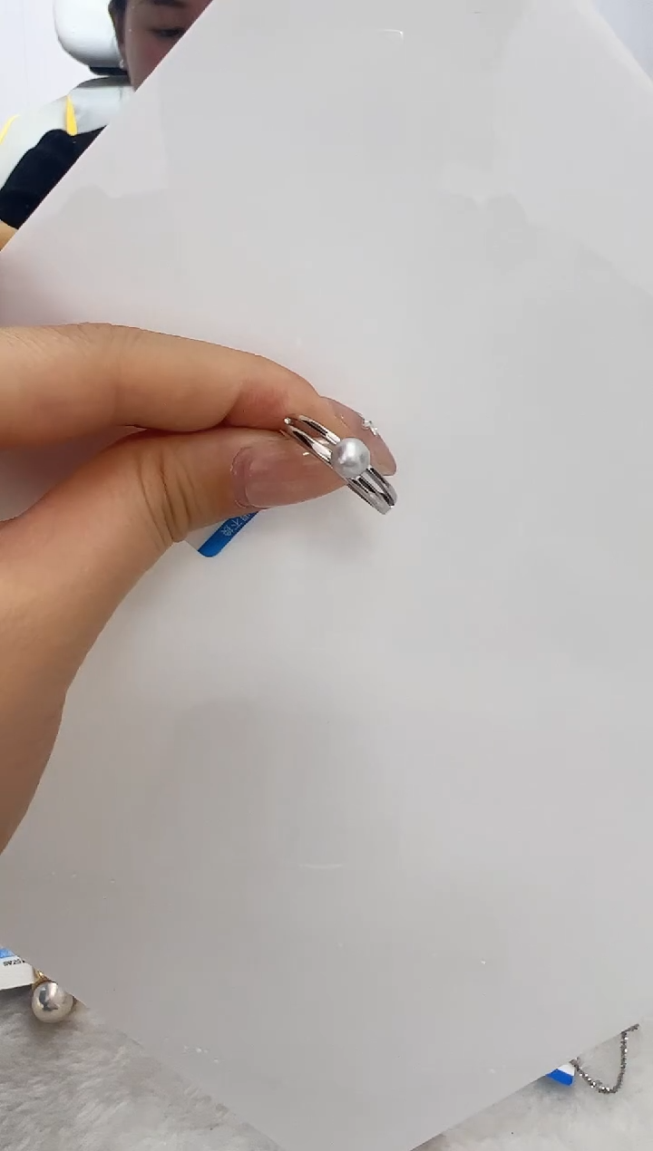 【闪购商品】海水珍珠DA银S925镶嵌c134 灰珠戒指 5